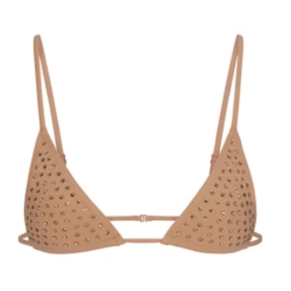 SKIMS Clay Swarovski Crystal Sparkle Jersey Mini Triangle Bralette 4X NWT